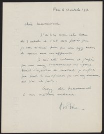 Letter from P. Beaudouin to Rosalind Franklin, October 12, 1953