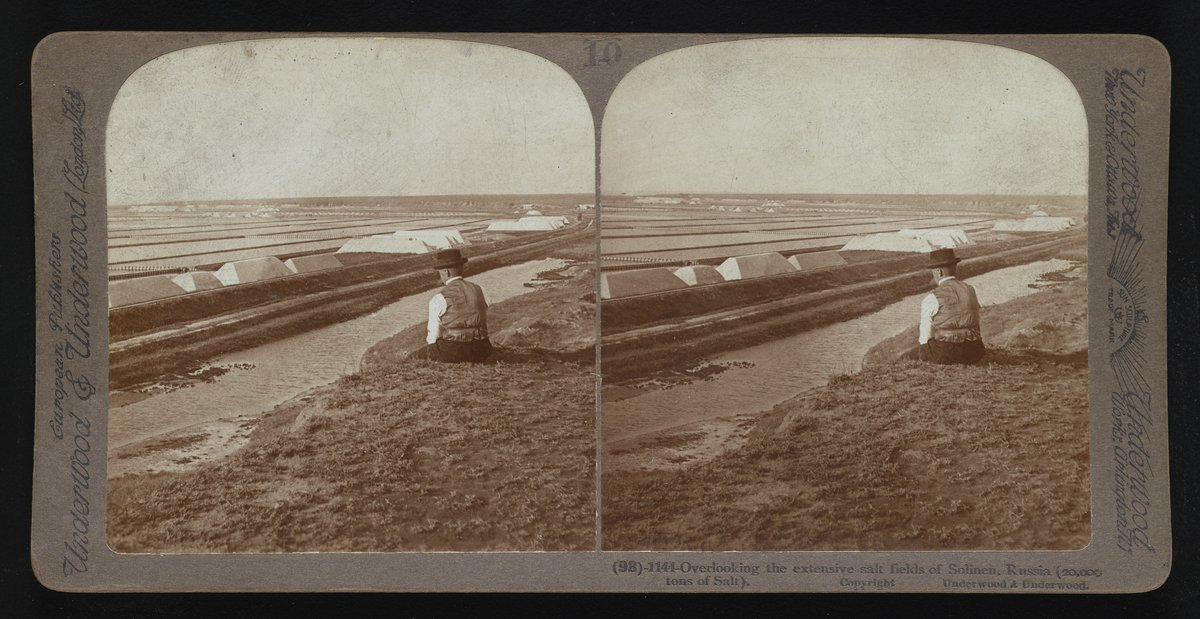 Salt Rocks Russian Overlooking the extensive salt fields of Solinen, Russia (20,000 tons ...