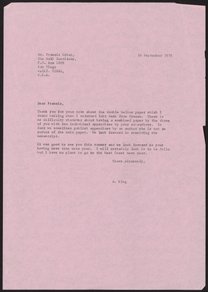 Letter from Aaron Klug to Francis Crick, September 14, 1978