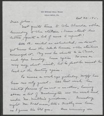Letter from Phoebe Waterman Haas to John C. Haas, October 30, 1951