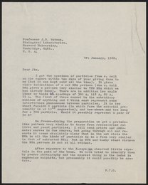 Letter from Aaron Klug to James Watson, January 4, 1960