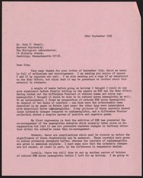 Letter from Max Perutz to John T. Edsall, September 22, 1965