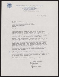 Letter from John T. Edsall to Max Perutz, March 30, 1971