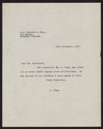 Letter from Aaron Klug to J. W. Spershott, December 16, 1957