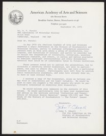 Letter from John T. Edsall to Max Perutz, September 29, 1971