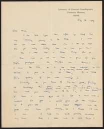 Letter from Dorothy Hodgkin to Max Perutz, July 1, 1949