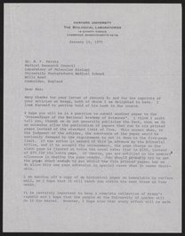 Letter from John T. Edsall to Max Perutz, January 14, 1972
