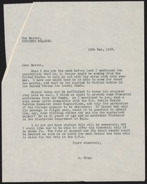 Letter from Aaron Klug to John Francis Lockwood, May 19, 1958