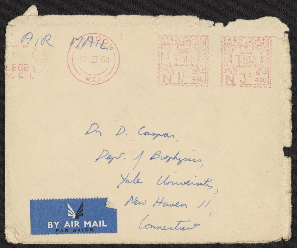Envelope addressed to Dr. Donald Caspar - Science History Institute ...