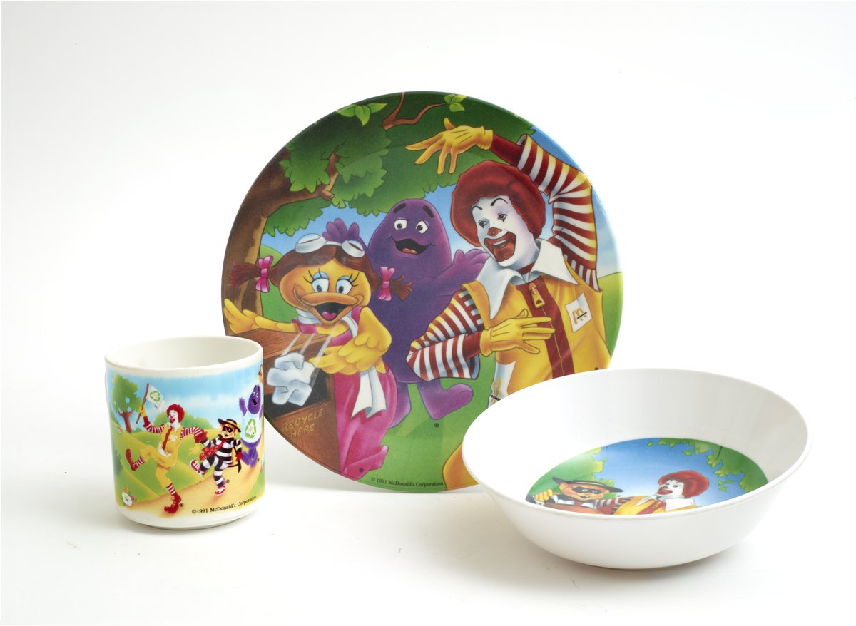 McDonald's “Recycle Here” Plastic Dish Set - Science History