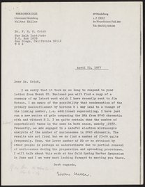 Letter from Walter Keller to Francis Crick, April 21, 1977