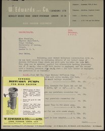 Letter from W. Edwards and Co. to Rosalind Franklin, February 28, 1951