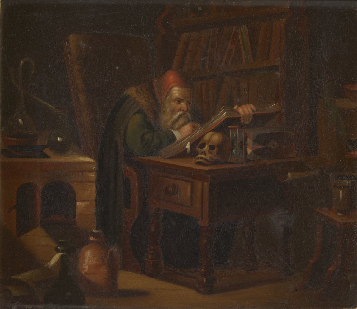 Alchemist at work (with book resting on skull) - Science History ...