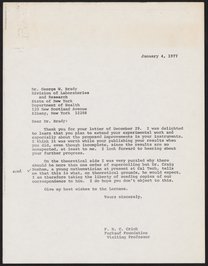 Letter from Francis Crick to George W. Brady, January 4, 1977