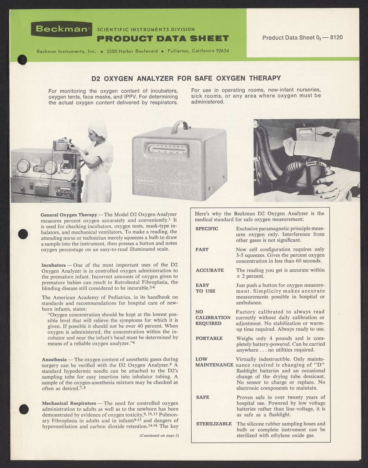 D2 Oxygen Analyzer for Safe Oxygen Therapy - Science History Institute ...