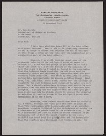 Letter from John T. Edsall to Max Perutz, November 26, 1965