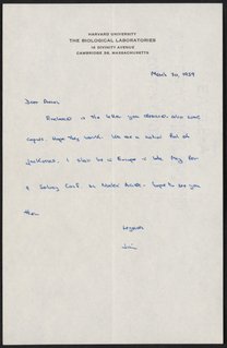 Letter from James Watson to Aaron Klug, March 30, 1959