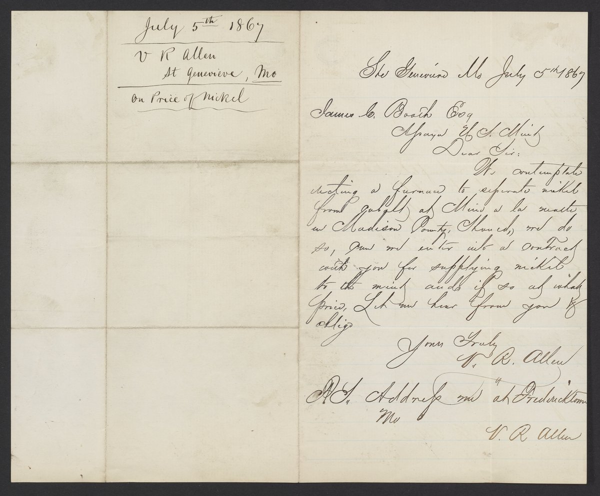 James Allen Letter Letter from V. R. Allen to James Curtis Booth - Science History ...