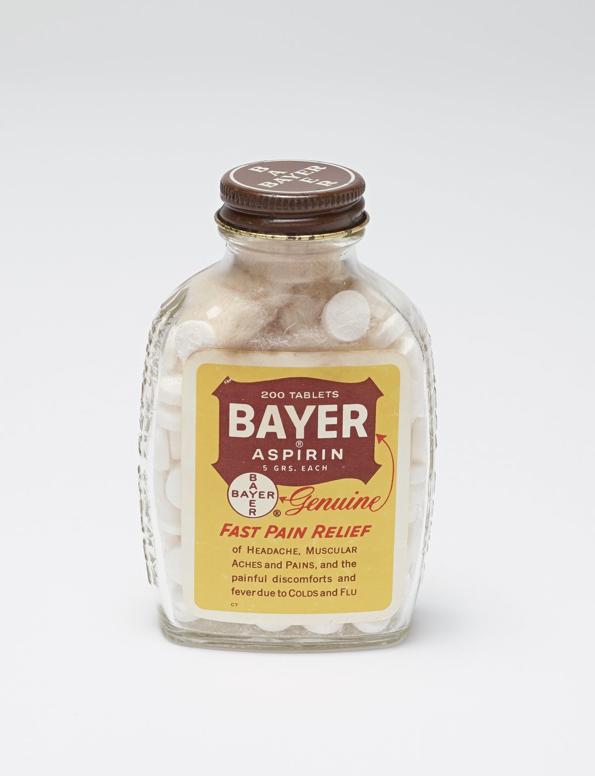 Glass Bayer Aspirin Bottle, 200 Tablet Size Science History Institute