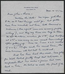 Letter from Phoebe Waterman Haas to John and Chara Haas, November 4, 1952