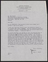 Letter from John T. Edsall to Max Perutz, February 3, 1972