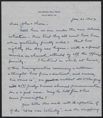 Letter from Phoebe Waterman Haas to John and Chara Haas, January 21, 1953