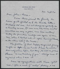 Letter from Phoebe Waterman Haas to John and Chara Haas, September 30, 1952