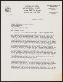Letter from George W. Brady to Francis Crick, December 29, 1976