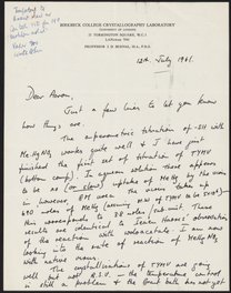 Letter to Aaron Klug, July 12, 1961