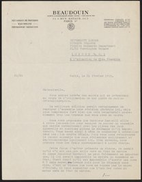 Letter from P. Beaudouin to Rosalind Franklin, February 21, 1955