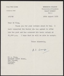 Letter from A. J. Caraffi to Aaron Klug, August 26, 1959