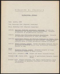 Rosalind E. Franklin: Biographical Summary