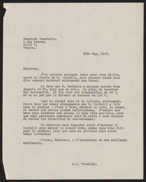 Letter from Rosalind Franklin to P. Beaudouin, May 26, 1955