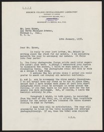 Letter from Aaron Klug to Leon Hyzen, January 10, 1958
