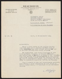 Letter from P. Beaudouin to Rosalind Franklin, September 30, 1954