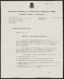 Letter from Jean Rasse to Dr. Phillips, October 19, 1957