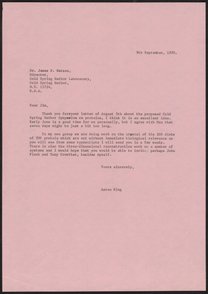 Letter from Aaron Klug to James Watson, September 9, 1970