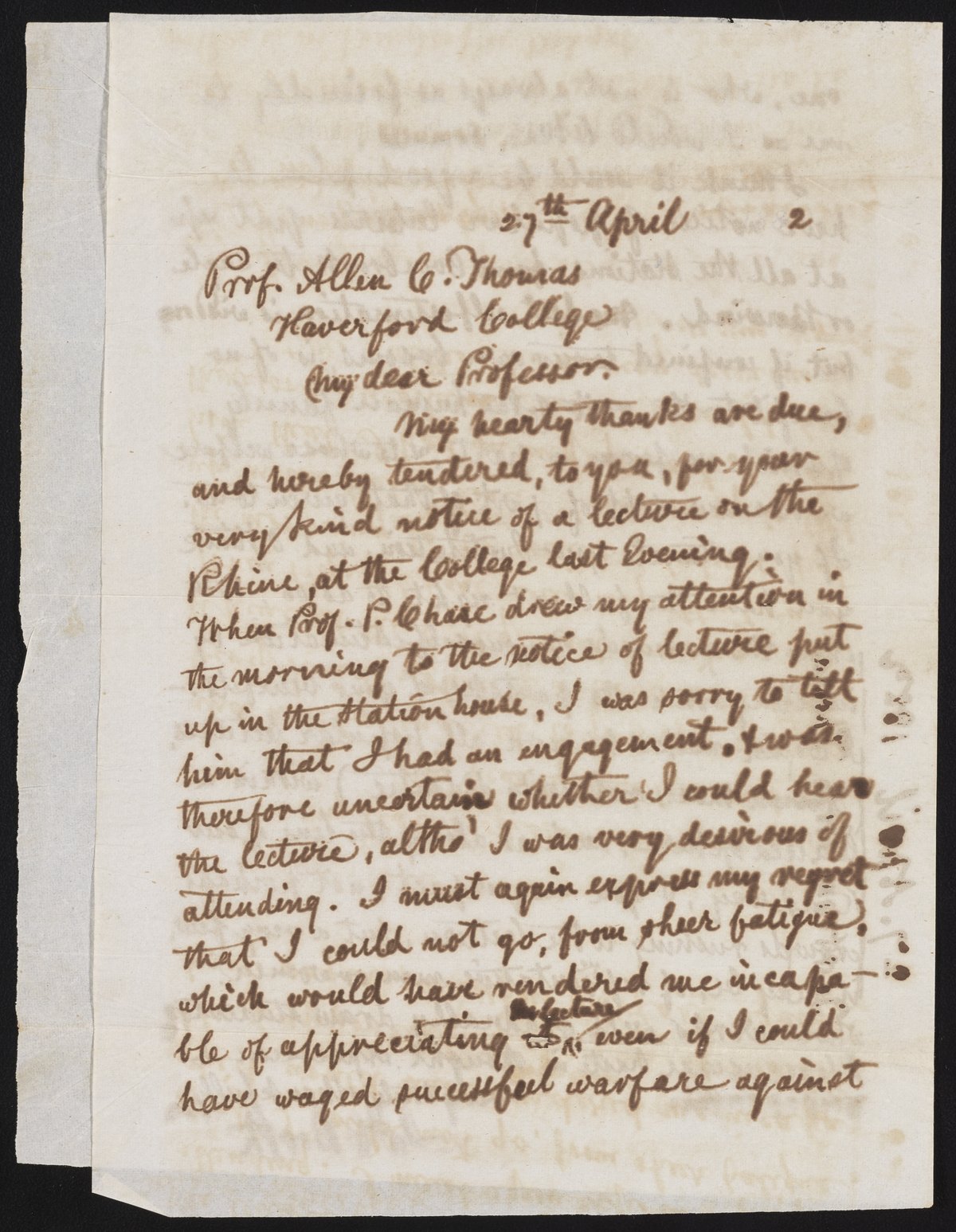 James Allen Letter Letter from James Curtis Booth to Allen C. Thomas - Science History ...
