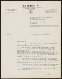 Letter from P. Beaudouin to Rosalind Franklin, April 14, 1954