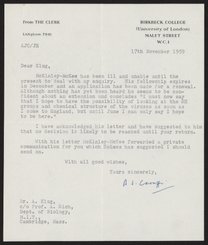 Letter from A. J. Caraffi to Aaron Klug, November 17, 1959