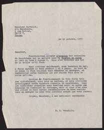 Letter from Rosalind Franklin to Robert Bardelli, October 12, 1955