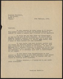 Letter from Rosalind Franklin to P. Beaudouin, February 25, 1955