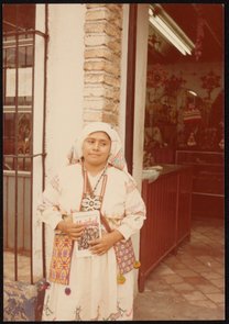 Emeteria Rios Martinez wearing traditional Huichol clothing