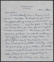 Letter from Phoebe Waterman Haas to John C. Haas, February 7, 1952