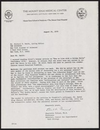 Letter from Charlotte Friend to Richard D. Smith, August 24, 1979