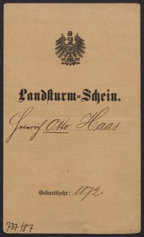 Otto Haas's Military Identification Card  (Landsturmschein)