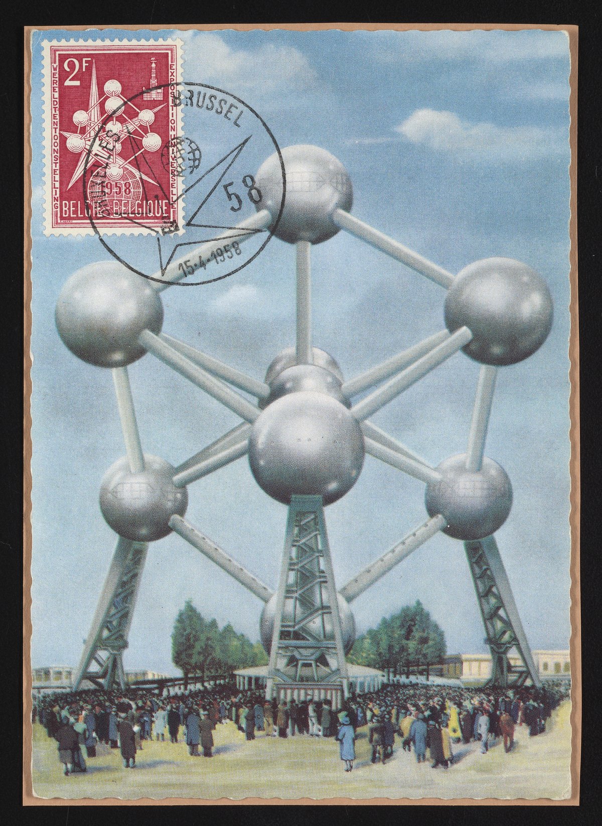 Postcard commemorating the 1958 World's Fair in Brussels - Science